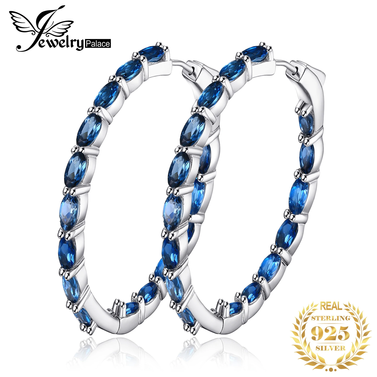 JewelryPalace огромный 13.5ct натуральная Londun голубой топаз серьги кольца 925 пробы серебро