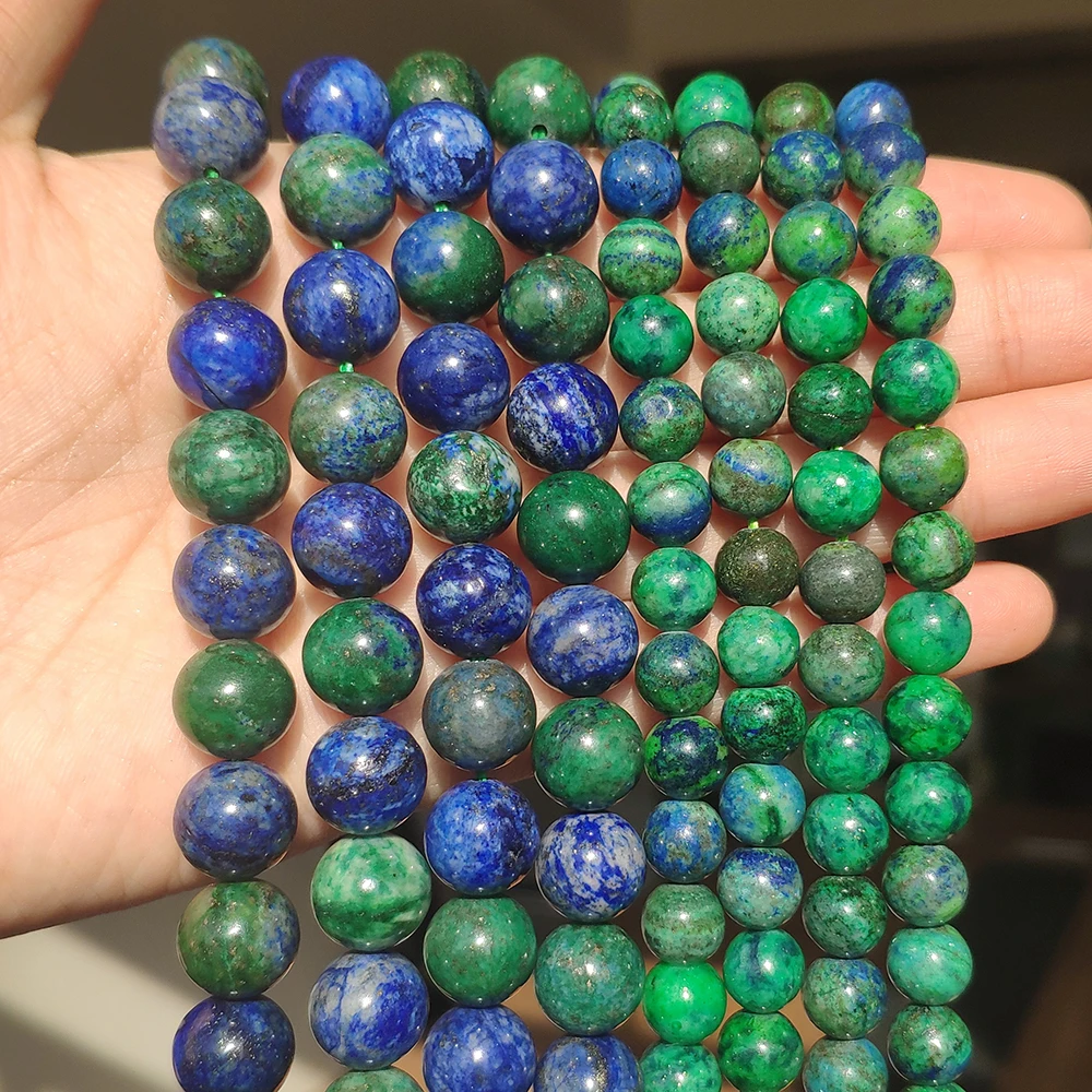New 4/6/8/10mm Azurite Chrysocolla Round Gemstones Loose Beads 15"AAA 