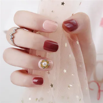 

Wearable Fake Nails Nail Tips Long-lasting 24Pcs Short 318