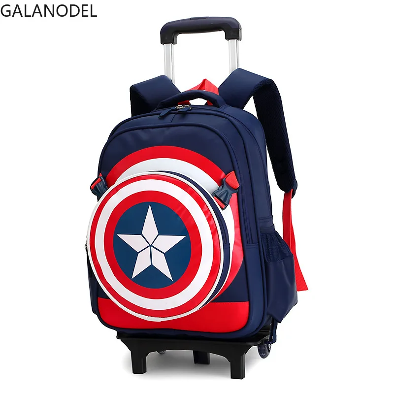 

Captain America for Primary School Cartoon Bags on Wheels Backpack for Boy Children School Bag with Wheel Favorite birthday Gift