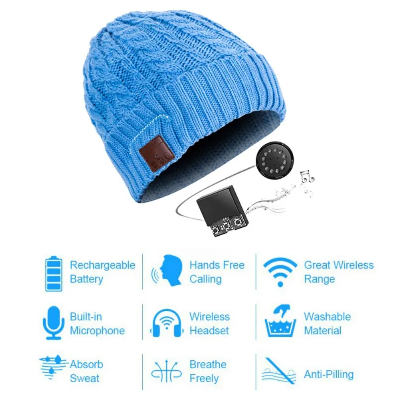 Bluetooth V5.0 съемная стерео Музыка беспроводные наушники шапка зимняя теплая Модная трикотажная шляпа Головной убор