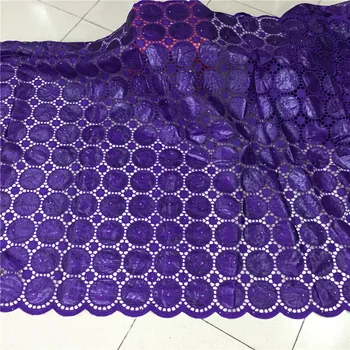 

African bazin riche fabric with brode Latest fashion embroidery bazin lace fabric with net lace 5 yards