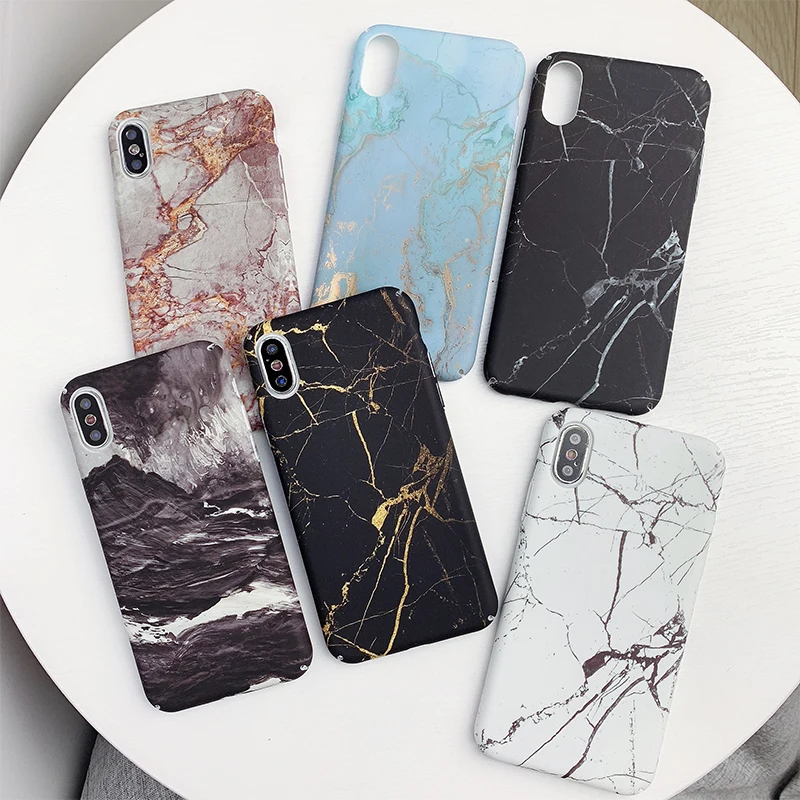 

Retro Marble Texture Granite Stone Case For iPhone XR XS Max XS Hard PC Matte Surface Back Cover For iPhone 6 6s X 7 8 Plus