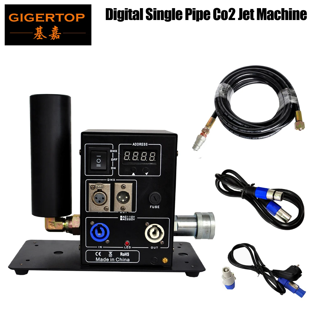 China TIPTOP Stage Lights One Head Cryo Jet Kit 6 meter Gas Hose DMX 3pin XLR 512 Cable 200W Powerful CO2 Fog Plume Effect | Лампы и