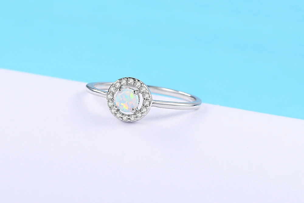 ZHOUYANG Ring For Women 4mm Small OPAL STONE Simple Style Silver Color Finger Ring Fashion Jewelry Gift For Girls ZYR848 ZHOUYANG Ring For Women 4mm Small OPAL STONE Simple Style Silver Color Finger Ring Fashion Jewelry Gift For Girls ZYR848