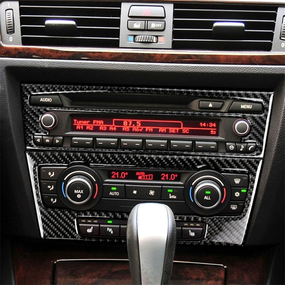 

Kaneed Carbon Fiber Car Central Control CD Panel Decorative Sticker for BMW E90 / E92 2005-2012, Non Navigation with Hole