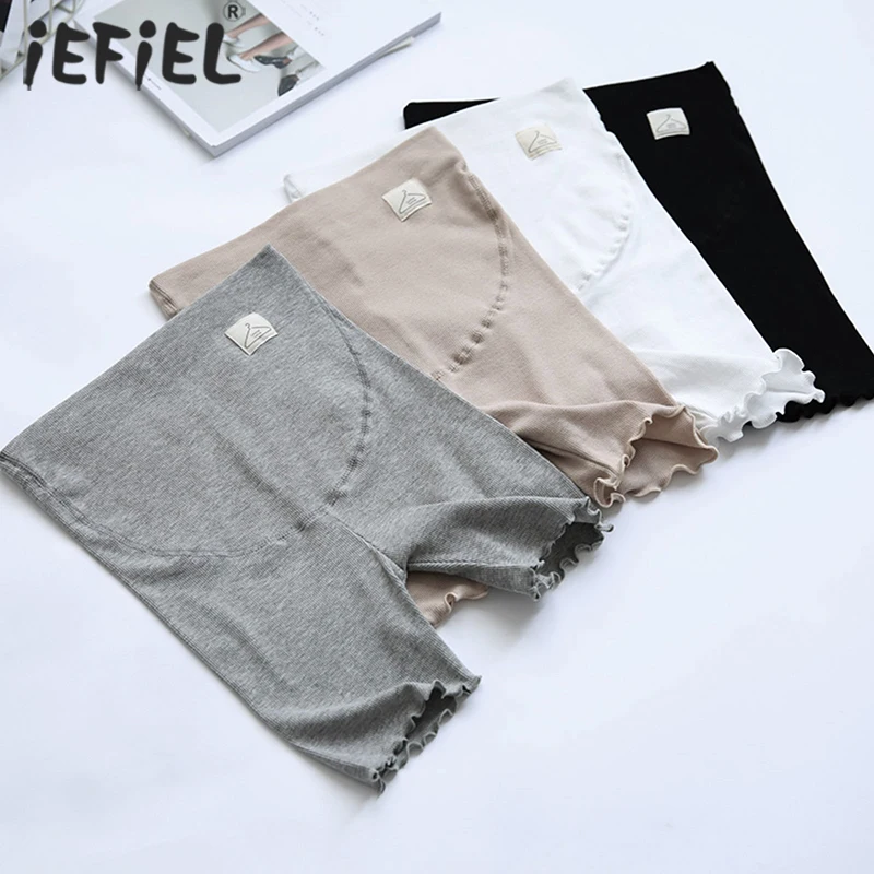 

Summer Thin Cotton Maternity Ribbed Belly Shorts Adjustable High Waist Underpants for Pregnant Women Pregnancy Loose Leggings