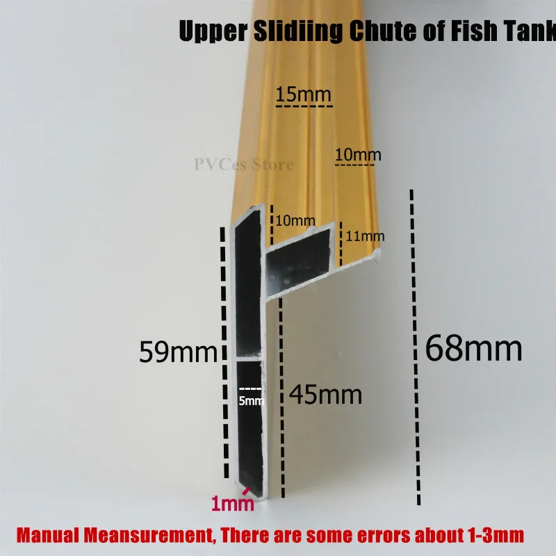 2pcs 50cm Widened Aluminum Alloy Push Pull Chute Edging Material  Double Layer Push-Pull Groove Fish Tank Aquarium Accessories