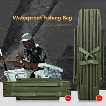 

Durable Fishing Pole Bag Fishing Gear Bag Canvas Organizer Protector Sleeve Handbag Pouch Fishing Rod Bag Waterproof Storage
