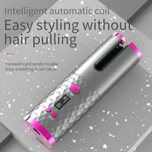 Full Automatic Cordless Hair Curler Wireless USB Rechargeable Curling Iron for Curls Waves Temperature Adjustable Styling Tool