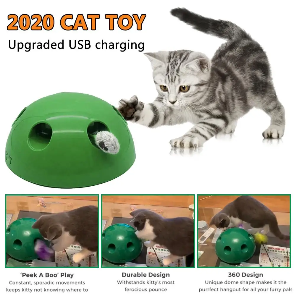 Игрушка для кошек обновленная usb зарядка Интерактивная спортивная игрушка мышь перья Забавный Электронный Питомец котенок Автоматическое вращение погоня