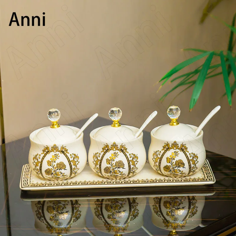 

3 шт., керамическая банка для специй, с кристаллами