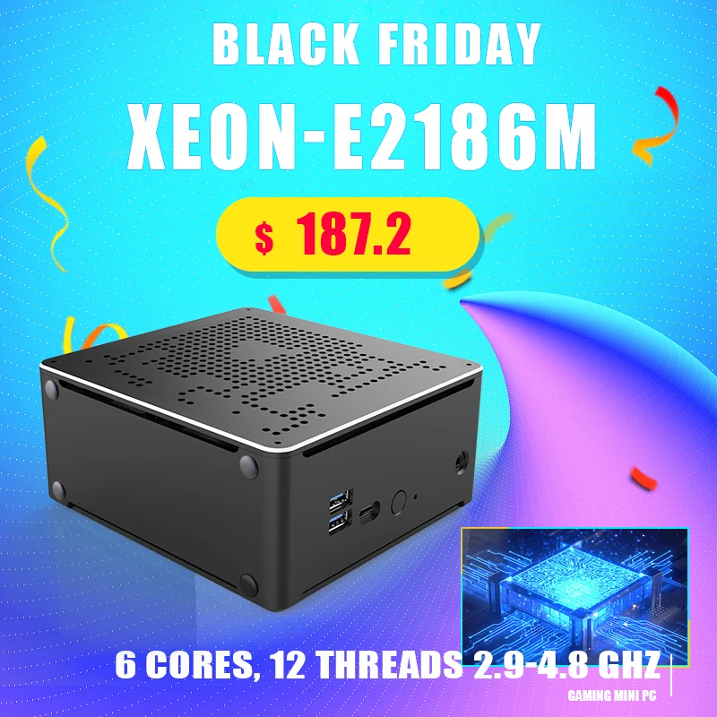 Intel Xeon E 2186M/Xeon 2*2666 МГц DDR4 Мини ПК сервер Windows 10 Pro UHD графика 630 HDMI Mini DP 4K WiFi BT