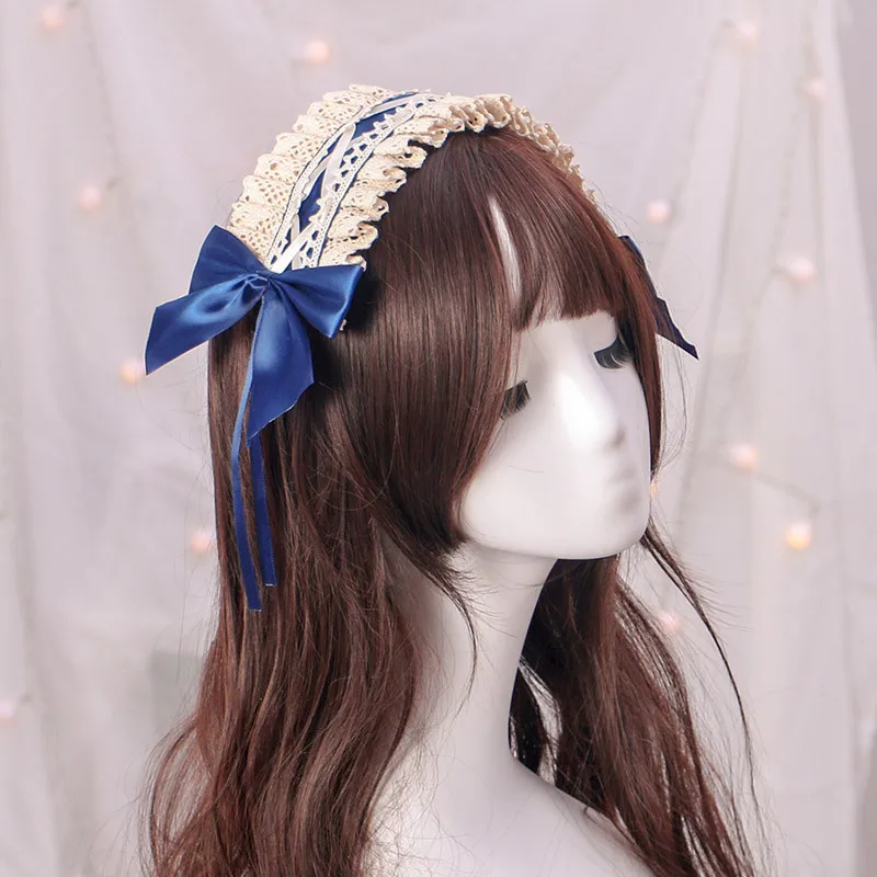 Japanese lolita hair accessories lace headdress sweet hair band Lolita Lace Headband Hair Band Bowknot Headwear cosplay costume