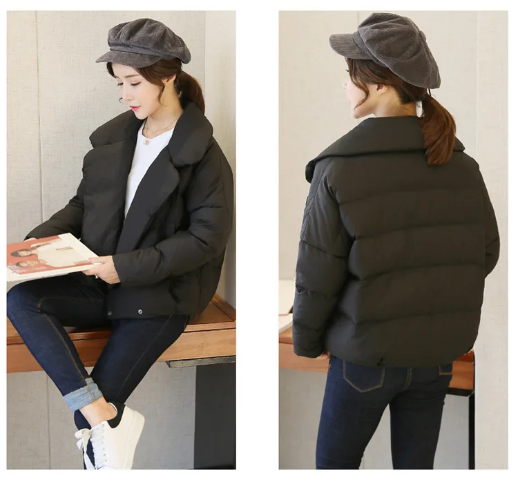 

Autumn Winter Ladies' duck down jacket New Fashion Short Turn Down Collar Female Bread Parkas Abrigos Mujer LX1040