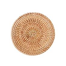 

Natural Table Mat Handmade Water Hyacinth Woven Placemat Round Braided Mat Heat Resistant Hot Insulation Anti-Skidding Pad