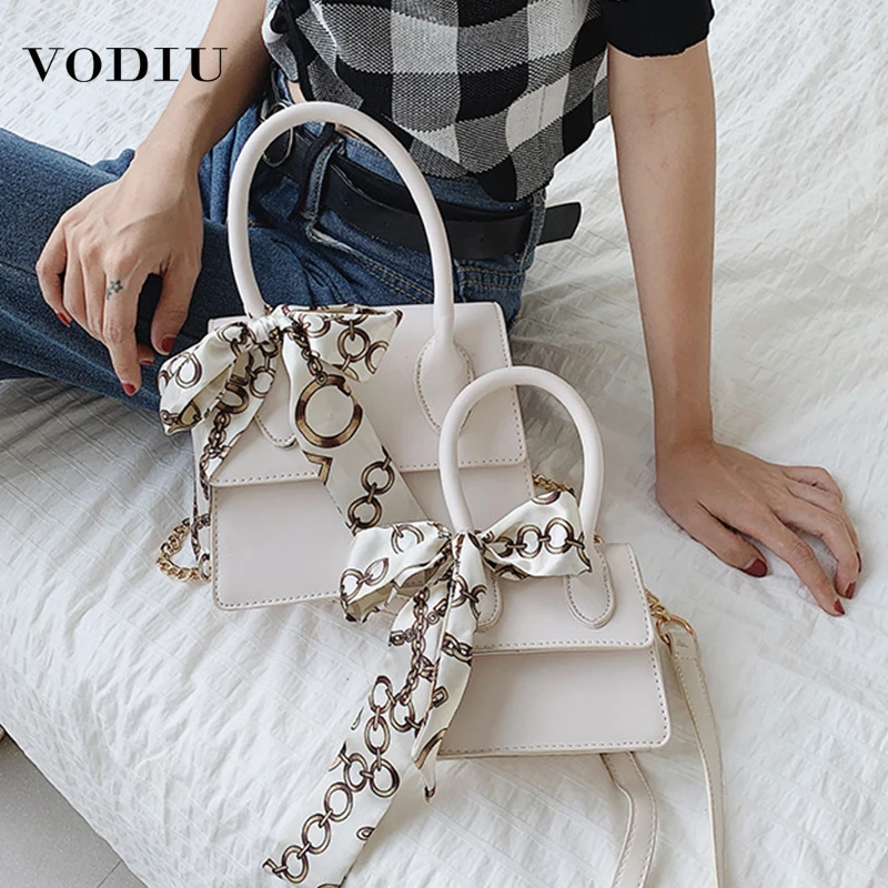 

Women Bag Leather Silk Scarf Handbag 2019 Fashion Designer Brand Luxury Square Leather Mini Ladies Shoulder Crossbody Women Bag