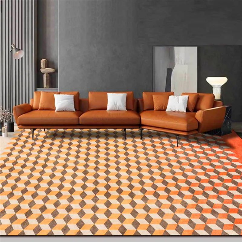 

Fashion Simple Rug Small Plaid Orange Green zong se Carpet Living Room Bedroom Bedside Carpet Kitchen Bathroom Floor Mat