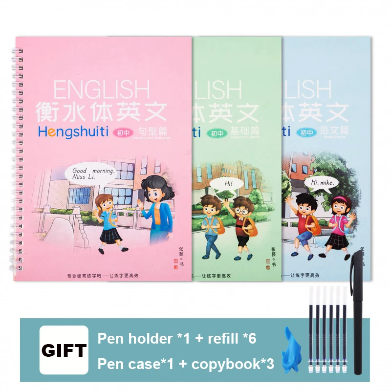 

3 Books/Set Children English Reusable Copybook For Calligraphy Learn Alphabet Handwriting Practice Books Baby Libros livros