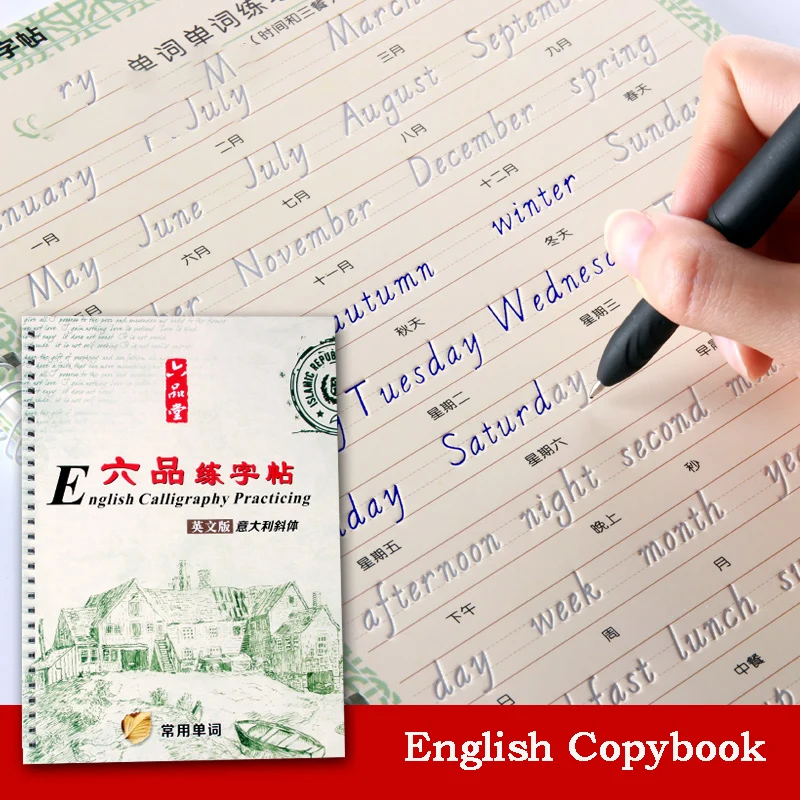 

Adultt English Calligraphy Copybook Kids Writing beginner Handwriting Ltalic English Student Art Supplies Reuse Practice Book