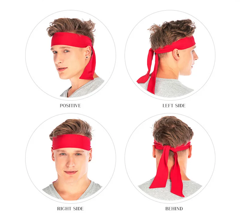 Description Picture 3 of itemWomen Men Hair Band Cycling Turban Pirate Headband for Running Basketball Gym Training Sweatband Yoga Fitness Ninja Tie Bandanas