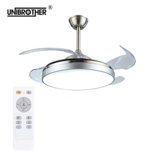 110 В Бесшумная потолочная лампа-вентилятор с дистанционным управлением, современная лампа с невидимым листом, 42 дюйма, декор для ресторана, спальни, освещение