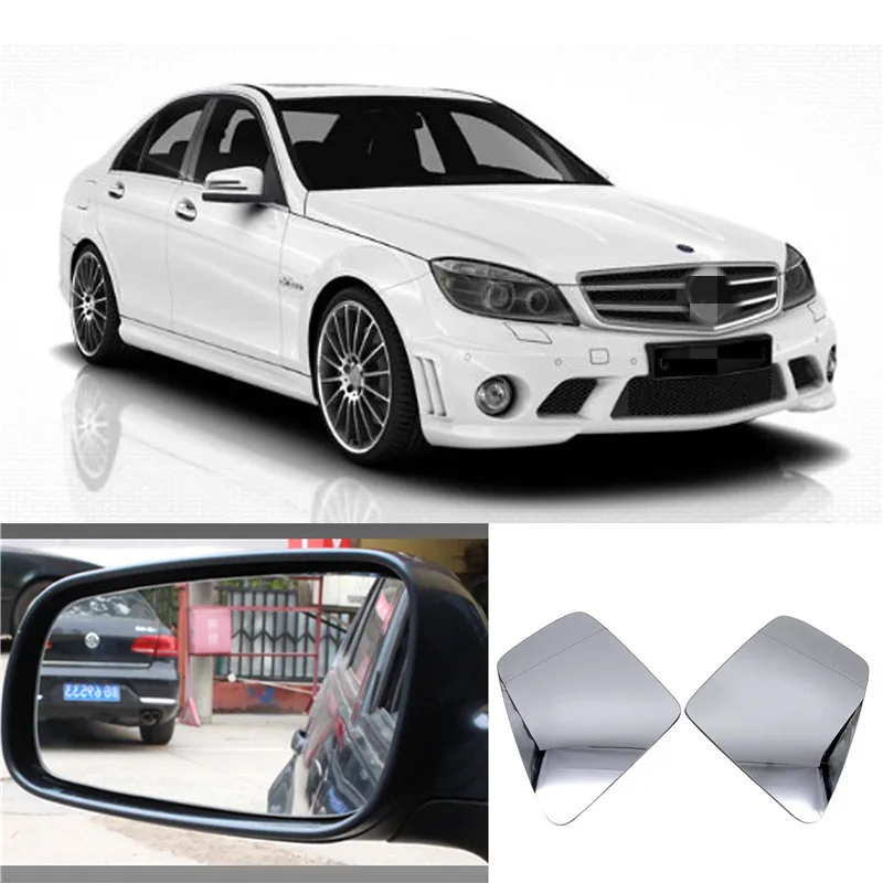 

2 Pcs Car Rear View Side Wing Mirror Glass Silver Nonheated & Base Fit for Mercedes-Benz C-Klasse Car-styling Sedan 2007-2014