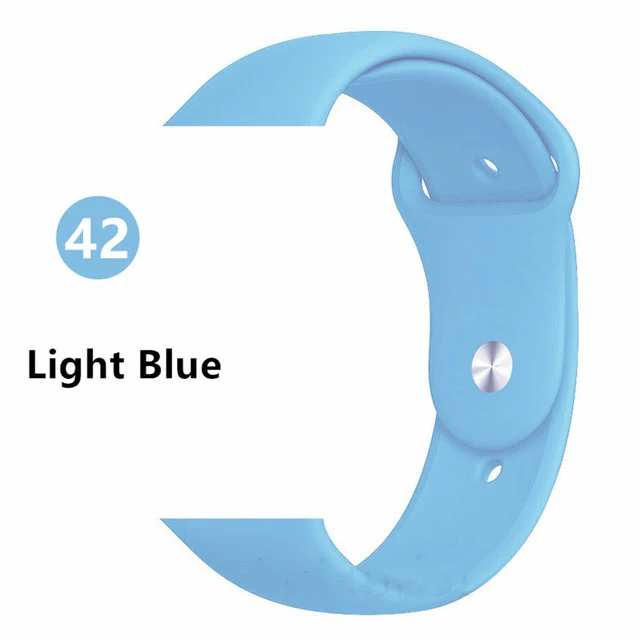 ALPQ ремешок для Apple ремешок для часов 38 42 мм 40 44 мм силиконовый официальный цвет ремень браслет Correa для iWatch серии 5 4 3 2 1 - Цвет ремешка: Light Blue