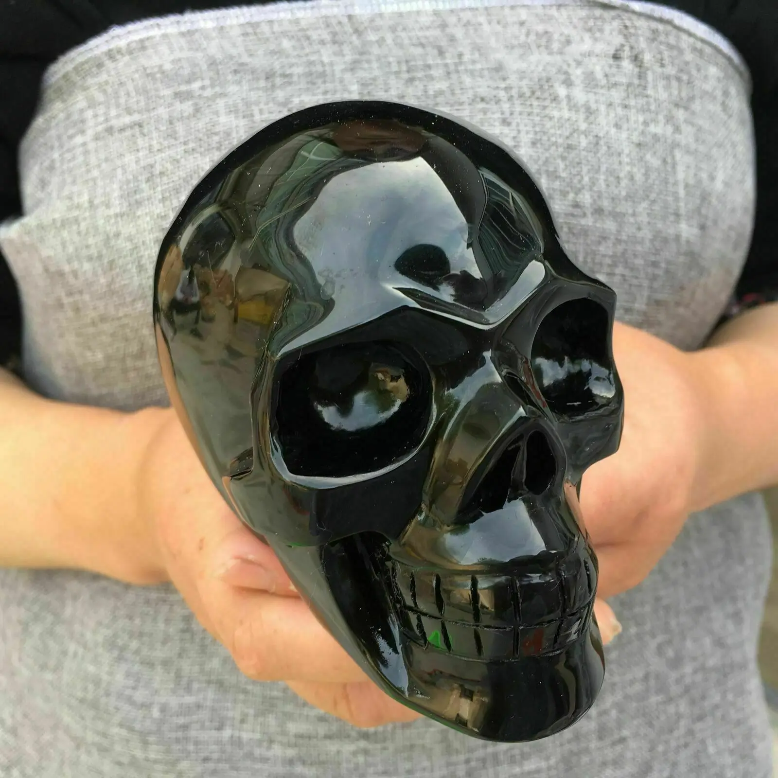 950-1050g Obsidian bone figurines, natural stone mineral sculpted realistic figurines heal home Decorative art collection 6
