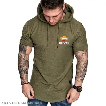 

Hot Fashion Mens Hoodies Solid Color Slim for repsol Short Sleeve Sweatshirt Hip Hop Hoodies t shirt Sportswear