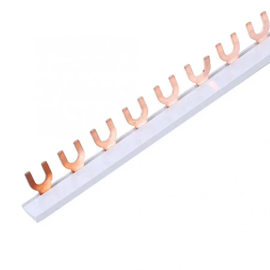 

1P 1.04m Phase Track 54 Copper Fork Bus Bar 63A for Distribution Box Circuit Breaker 63A(U)/C45