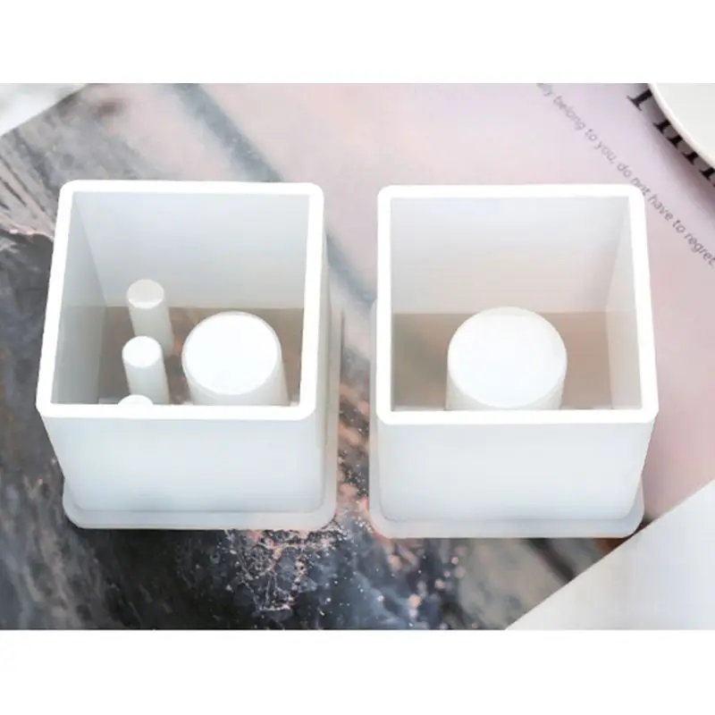 High Mirror DIY Crystal Epoxy Flower Insert Silicone Mold Handmade Flowerpot Aquatic Plant Potted Pen Holder Making Molds