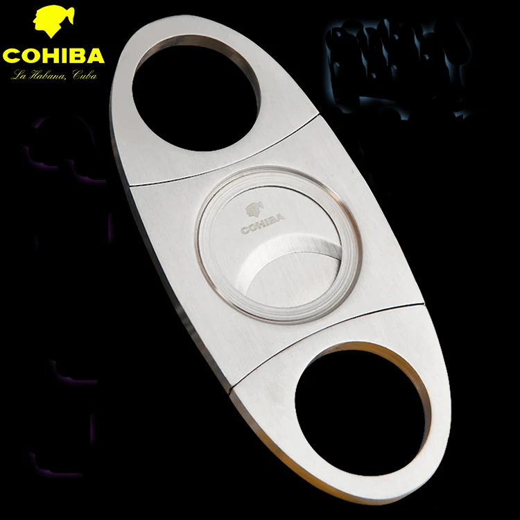 COHIBA сигары резак абсолютно нержавеющая сталь металл сигары резак гильотина сигары ножницы подарок портативные аксессуары для курения - Цвет: with logo