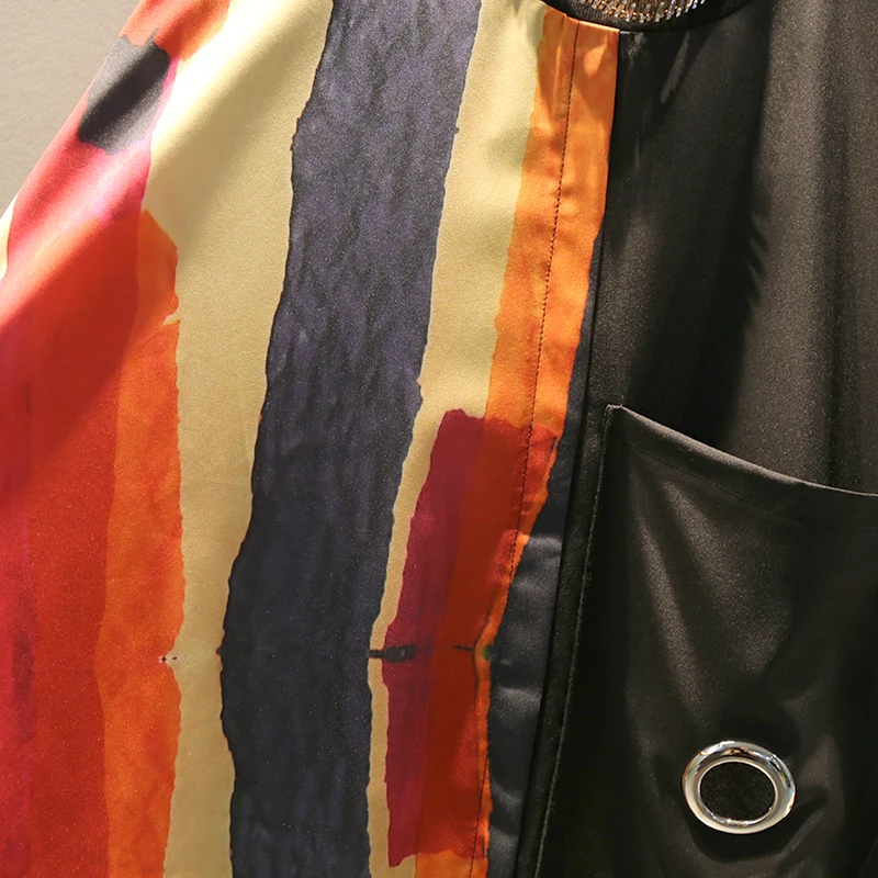 XITAO принт нерегулярный хит разноцветное платье для женщин Элегантный пуловер с круглым вырезом небольшой свежий карман небольшой свежий Повседневный стиль платье XJ2052