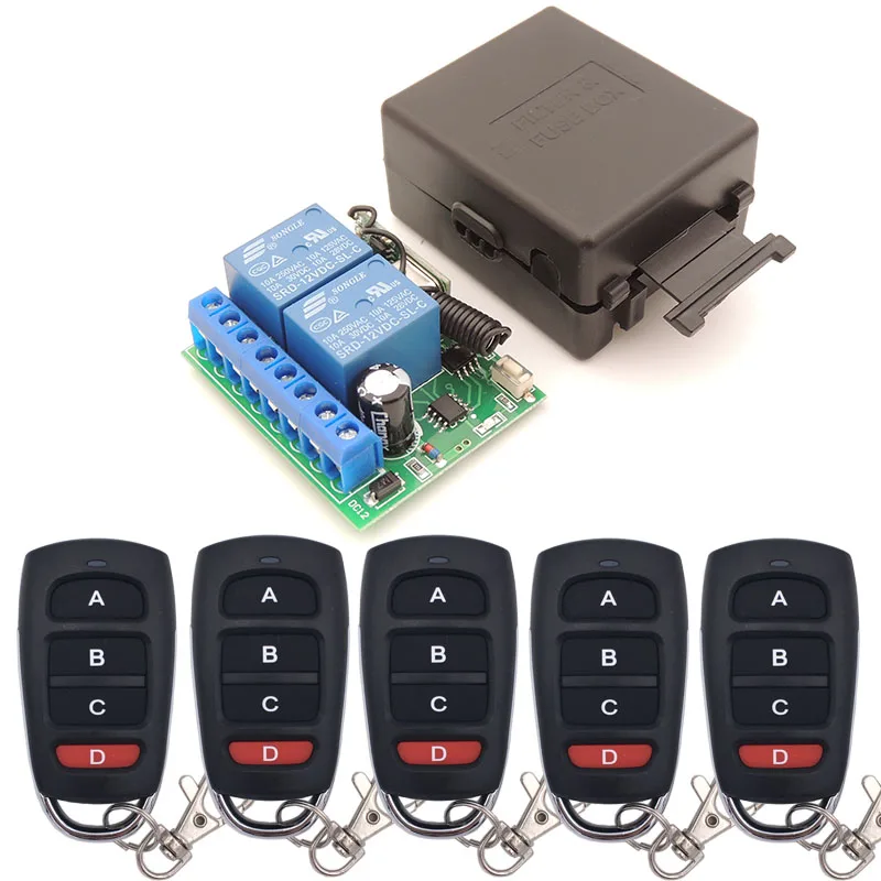 12V 10A 2CH rf релейный Приемник 433MHz универсальный беспроводной пульт дистанционного управления для универсальных электрических штор/гаража/открывания двери - Цвет: 1RC 5B