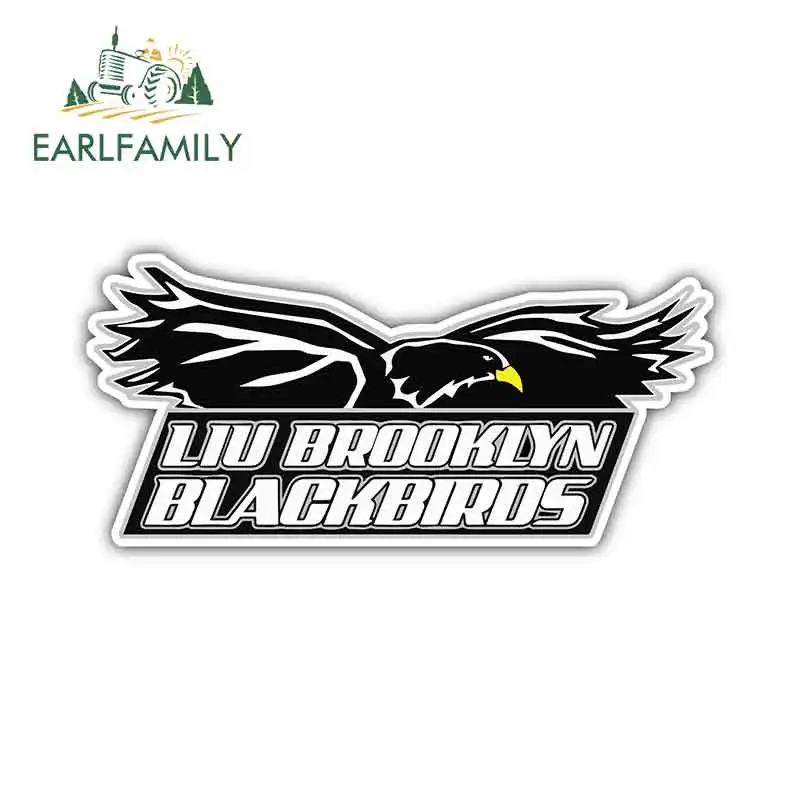 

EARLFAMILY 13cm x 6.2cm for LIU Brooklyn Blackbirds College Logo Car Stickers Vinyl JDM Bumper Trunk Truck Graphics Fine Decal