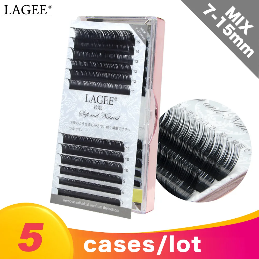 

LAGEE All size 5tray 7-15mm mix mink eyelashes Faux individual lashes natural lashes cilia lashes eyelash extension