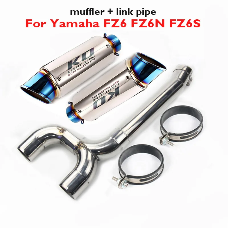 Slip on Motorcycle Exhaust Tip Escape Middle Link Pipe for Yamaha FZ6 FZ6N FZ6S