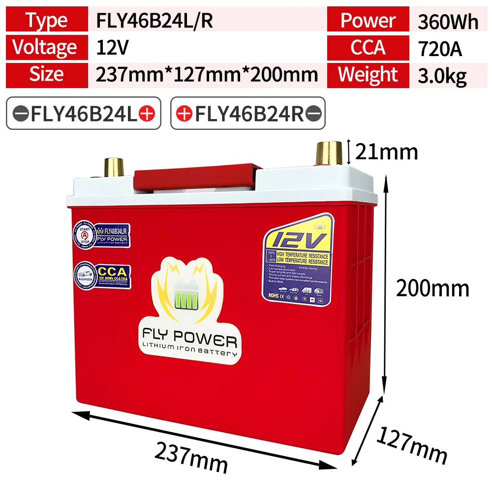 12V LiFePO4 Car Start Battery 20Ah-80Ah 240-960Wh CCA 680A-2300A With BMS  12V Lithium Batteries For Car RV Golf Cart Boat Solar car jumper