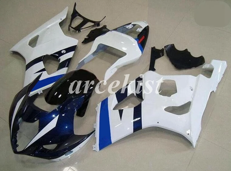 4 подарки ABS мотоцикл полный обтекатель комплект подходит для GSX-R1000 2003 2004 03 04 GSXR1000 Кузов Набор Синий Белый