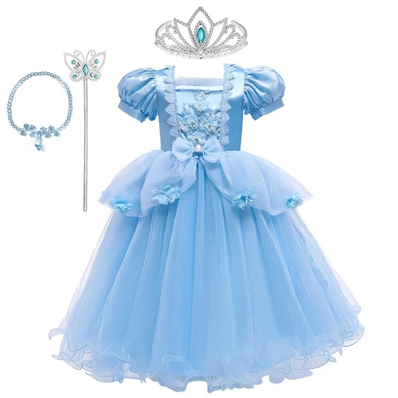 Платье принцессы Cendrillon для девочек роскошный костюм косплея сказок голубое