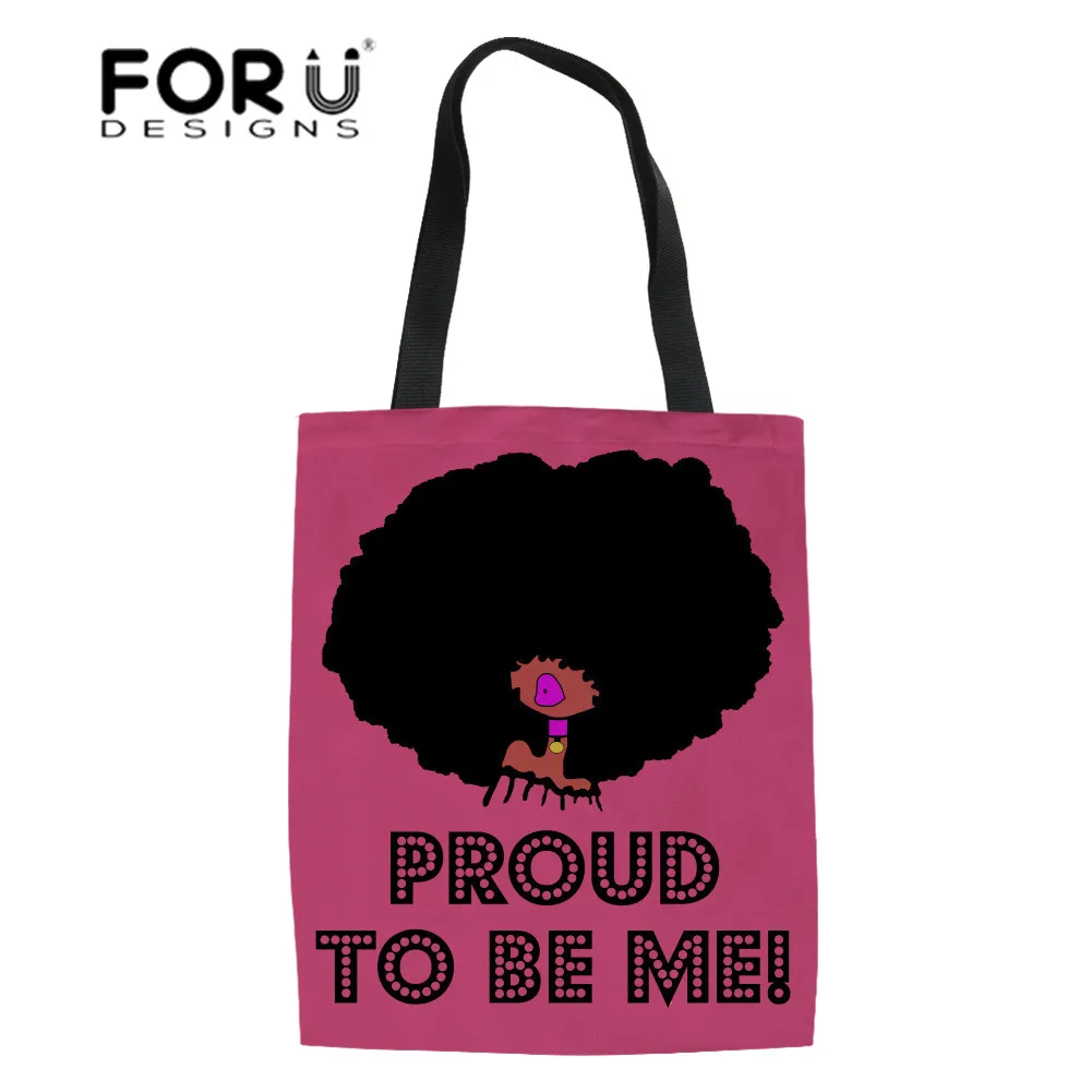 FORUDESIGNS афро черная девочка Магия меланин поппин напечатаны холщовые сумки женские складные сумки для покупок для подростков книжная сумка