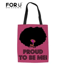 FORUDESIGNS афро черная девочка Магия меланин поппин напечатаны холщовые сумки женские складные сумки для покупок для подростков книжная сумка