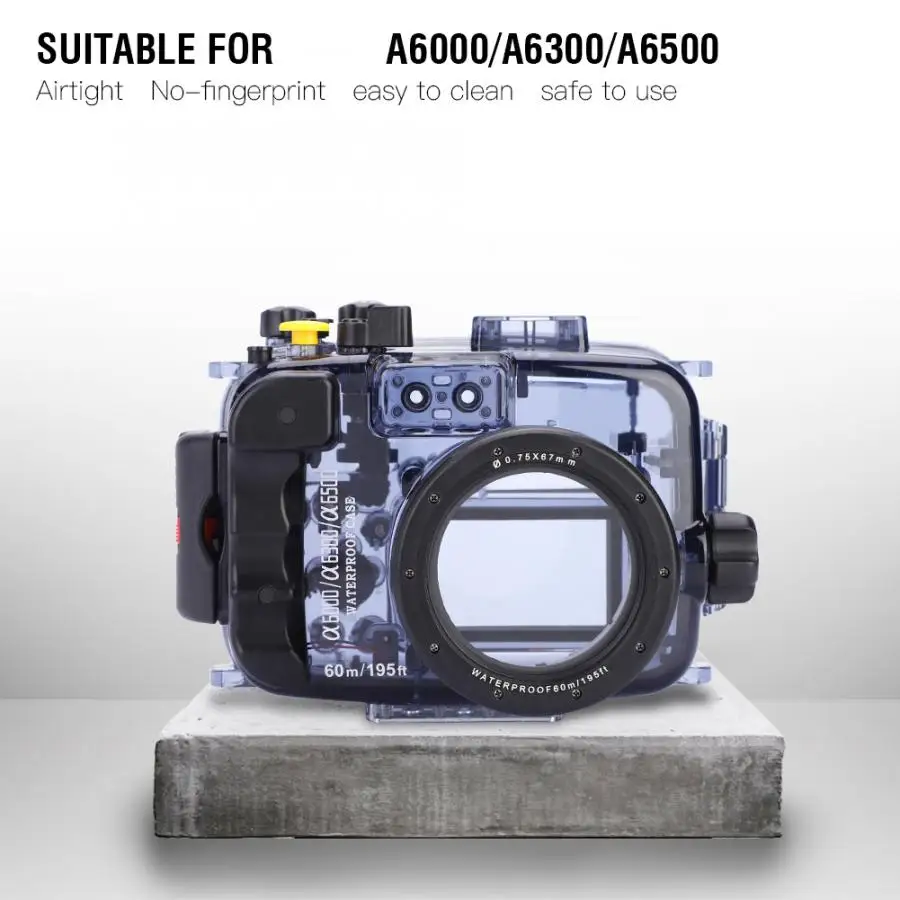 60 м 195ft подводный дайвинг водонепроницаемый корпус чехол для sony A6000/A6300/A6500 водонепроницаемый корпус Чехол