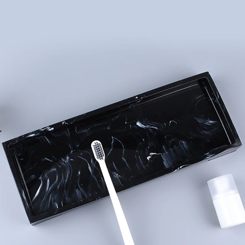 Vanity Tray Black Bathroom Vanity Countertops Toilet Tank Storage Tray, New Home Marble Stone Tray, Organizer Tray for Cl