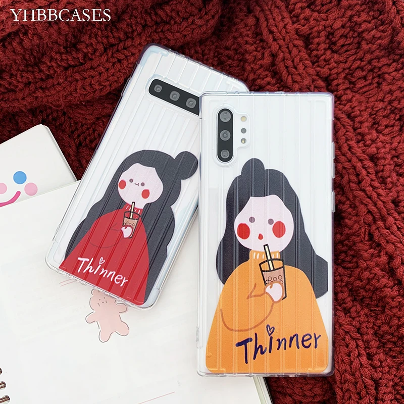 YHBBCASES мягкие чехлы для samsung Note 10 9 с мультяшным рисунком молочного чая Модный 3D