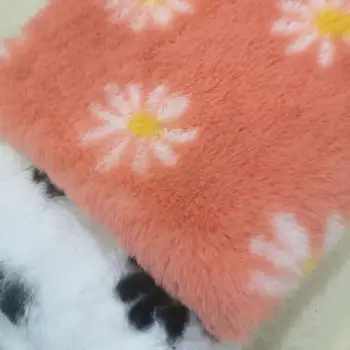 

2020 new product rabbit fur small chrysanthemum fabric printed flannel children's luggage and shoe fabric