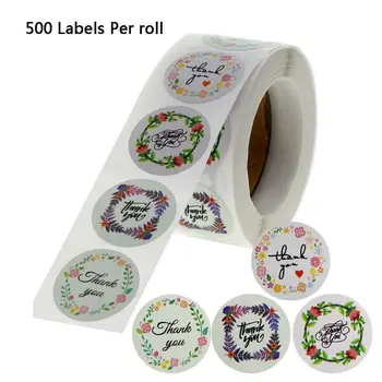

500pcs 4 Designs Floral Thank You Stickers 1inch for Wedding Decor Seal Label