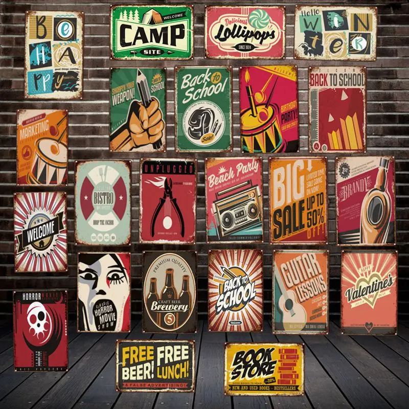 [ Mike86 ] Baclk to School Free Beach Beer Sale HORROR Metal Sign Vintage Store Retro Iron Painting Poster Art 20*30 CM LT-1917 |