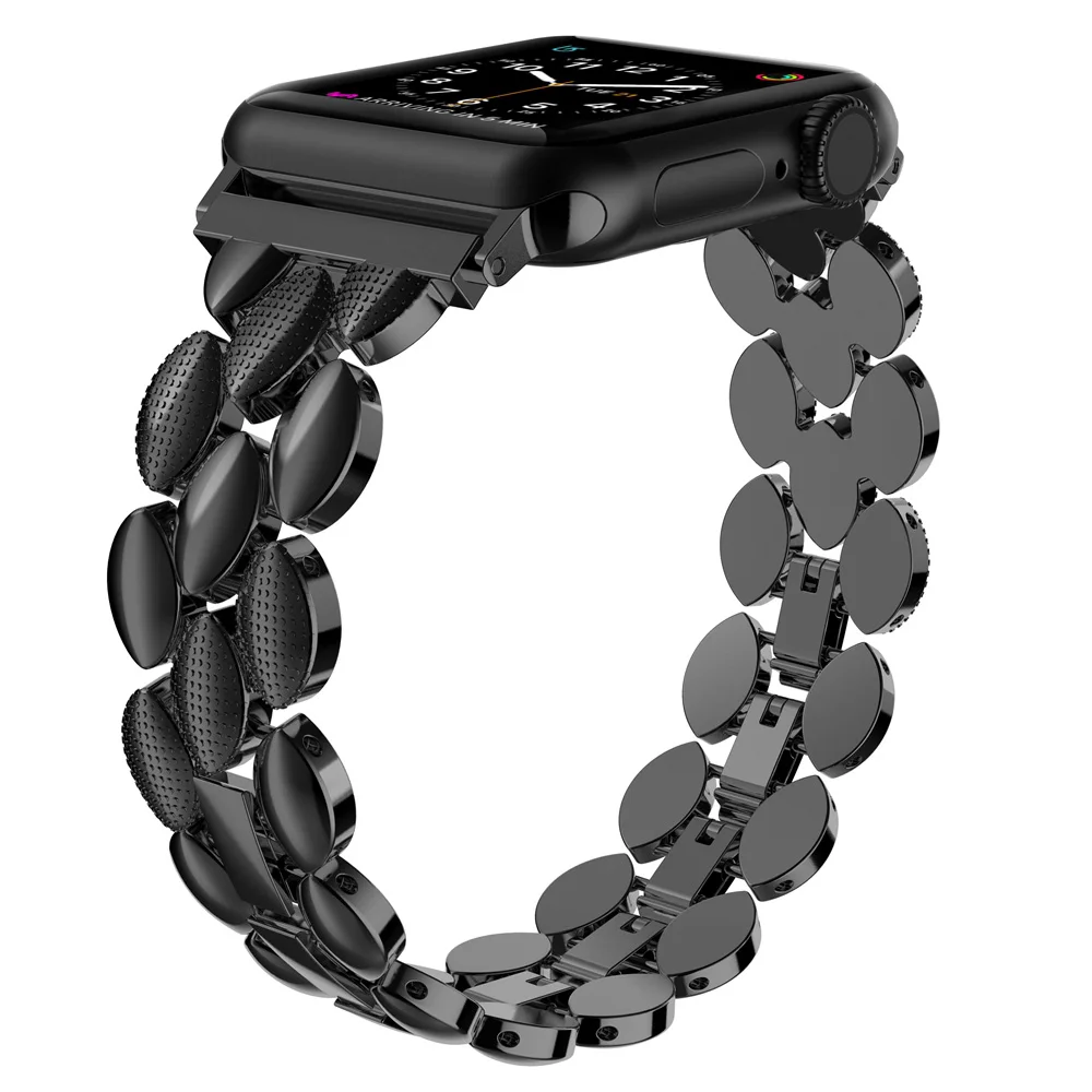 Роскошный металлический ремешок из нержавеющей стали для Apple Watch Band 38 мм 42 мм 40 мм 44 мм Модный женский мужской ремешок для iwatch series 5/4/3/2/1 - Цвет ремешка: Black